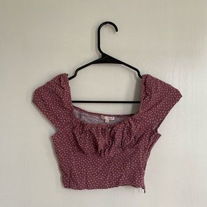 Pink floral Square neck crop top.